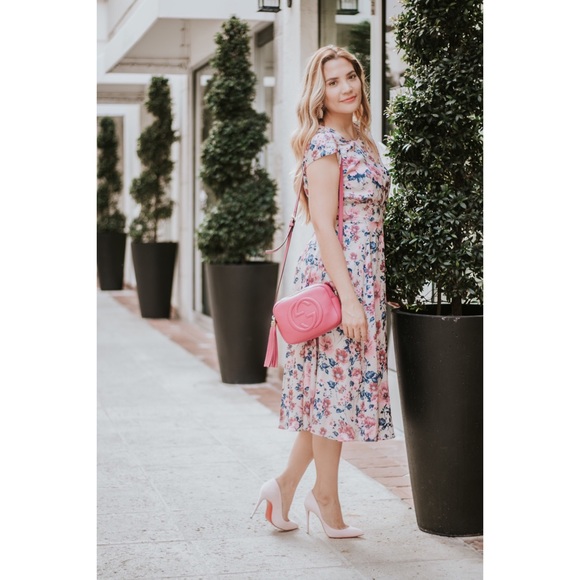 Gal Meets Glam Julia Floral Pink Midi Dress 4 - Picture 2 of 8